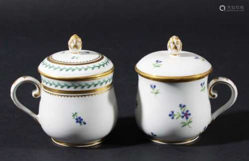 Two vienna porcelain custard cups and covers,late 18th century, painted with