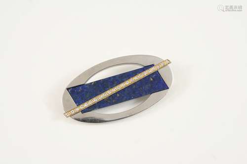 A lapis lazuli and diamond brooch by cartier