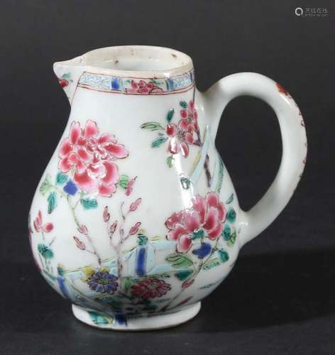 Chinese famille rose sparrow beak jug,18th century, enamelled with ducks,