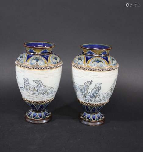 Pair of doulton lambeth vases - hannah barlow