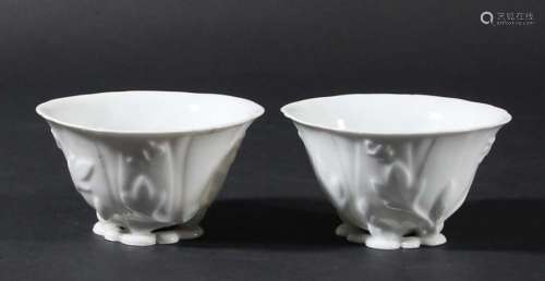 Two chinese blanc de chine libation cups,