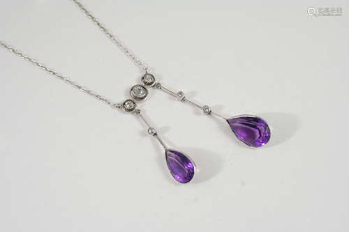 An edwardian amethyst and diamond necklace