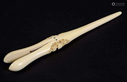 Pair of chinese canton ivory glove stretchers,late 19th or early 20th century,