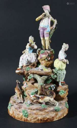 Meissen style hunting centrepiece,19th century, possibly montreuil, a hound