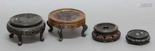 Collection of chinese hardwood stands,for vases and plates, various dates and