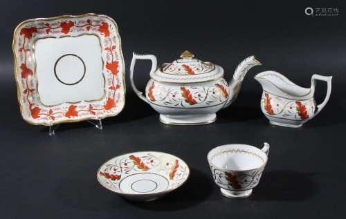 English porcelain spode style part tea and coffee service,circa 1820, with iron