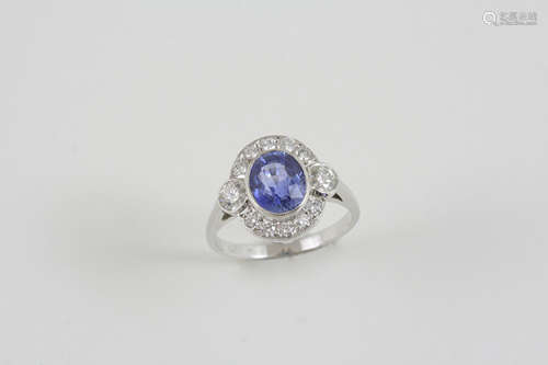 A sapphire and diamond cluster ring