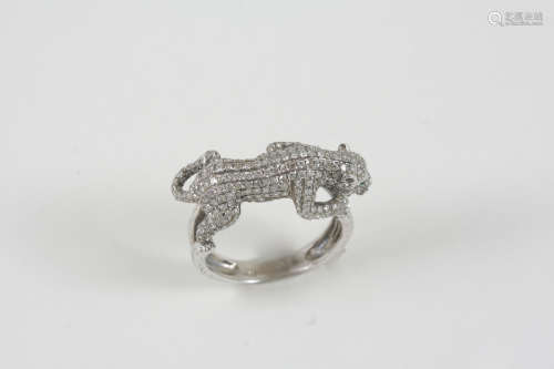 A diamond set panther ring