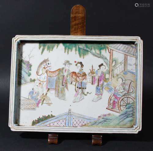 Chinese famille rose plaque or tray,