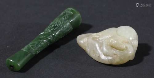 Chinese grey jade carving,perhaps late ming, of a leopard or chilong on a rock,