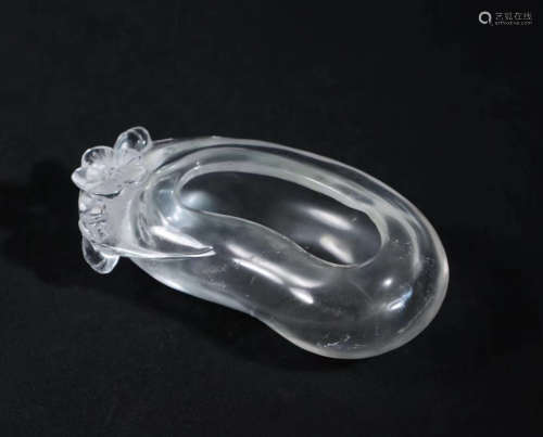 A CRYSTAL CARVED PEN WASHER