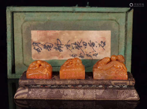 THREE TIANHUANG STONE CARVED SEALS