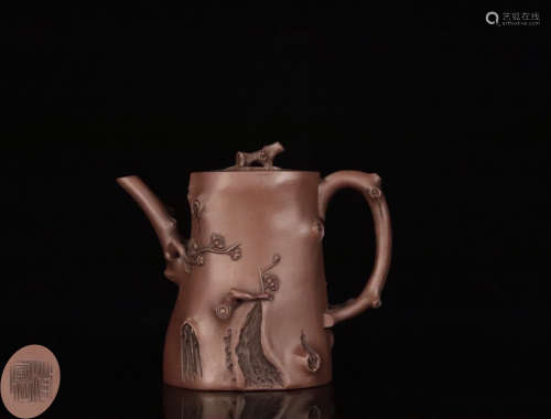 A ZISHA STUMP SHAPED TEAPOT