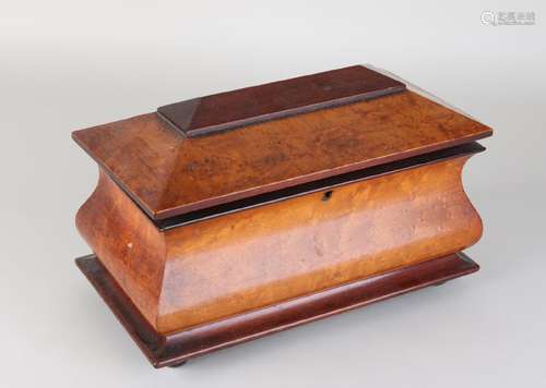 Large 19th century rootnut tea chest. Vogelaugen