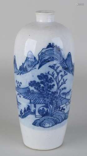 Japanese or Chinese porcelain bottle with landscape