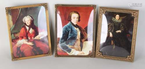 Three old brass photo frames. 20th century. Size: 23 -