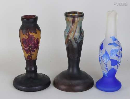 Three cameo-glass vases. 20th century. Including one