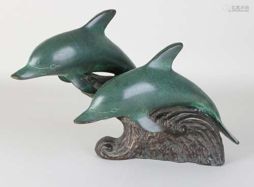 Bronze sculpture with dolphins. 21st century. Size: 23