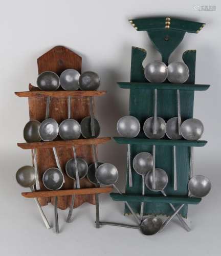 Two 18th - 19th century spoons with tin spoons. Marked.