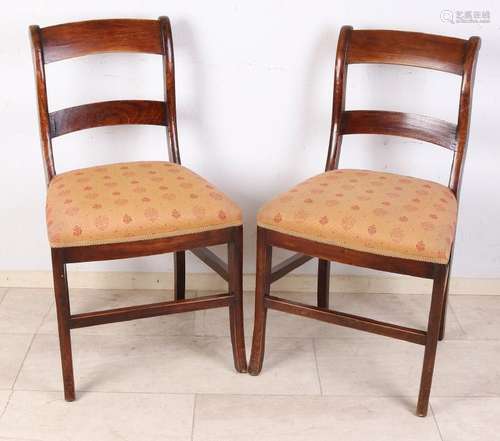 Six antique wood-pinned elm wood chairs with good