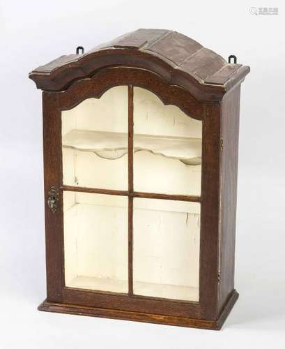 Small 18th century oak baroque wall display case. Size: