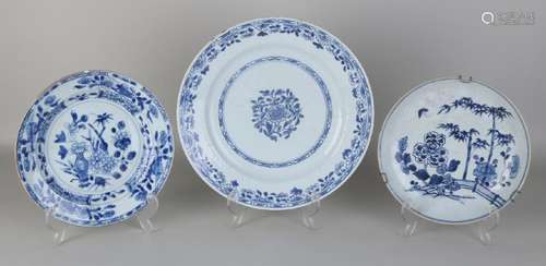 Three 18th century Chinese porcelain plates. Consisting