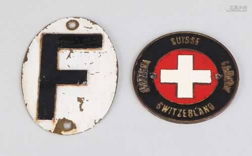 Two 50's enamelled copper car border emblems. France