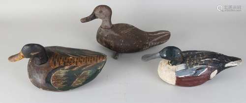 Three old / antique hand-painted decoys. One with