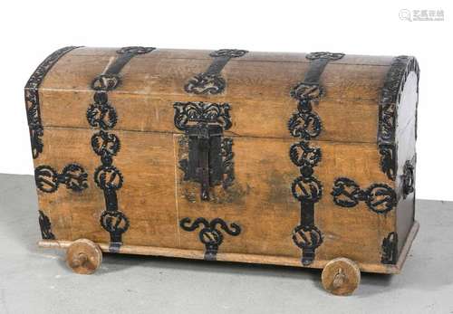 18th Century German oak box with iron fittings. Anno