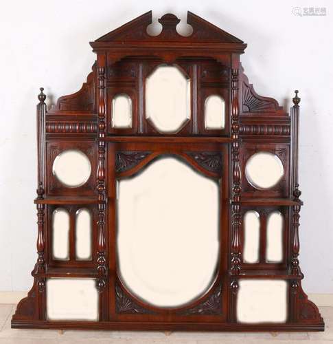 Antique English mahogany mirror with floors circa 1890