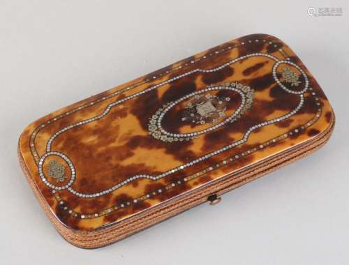 19th Century turtle pouch with mother-of-pearl inlay
