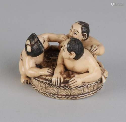 Antique Japanese ivory netsuke. Circa 1900. Three