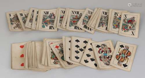 Fifty-four (54) antique playing cards by Josef Glanz in