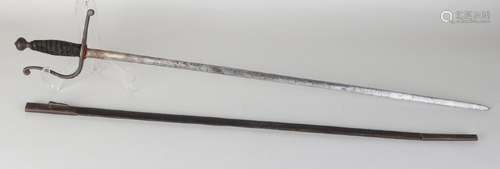 18th - 19th century saber with leather sheath. Iron