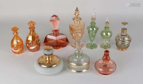 Ten times various stop bottles / perfume bottles in