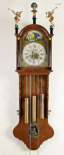 Friesian oak Westminster tail clock with quarter turn