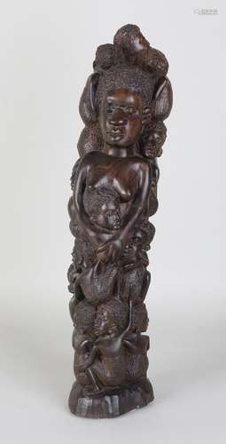 African woodcut figure. 20th century. Size: 48 cm. In