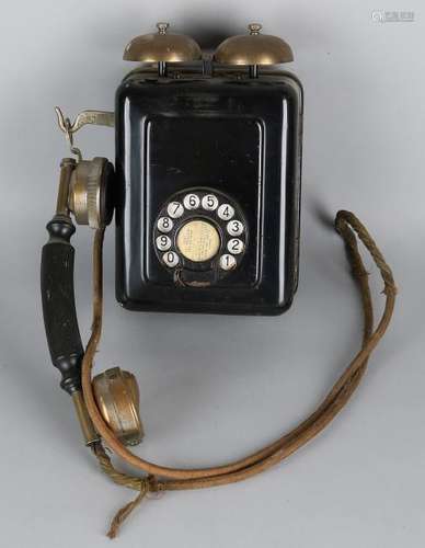 Antique pre-war phone. Hang model. Size: 36 x 23 x 14