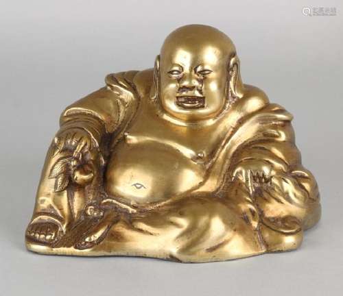 Old bronze smiling buddha. 20th century. Size: 10.5 x