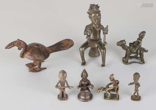 Seven old African / Oriental bronze figures. Among