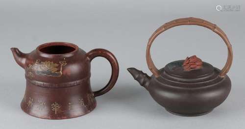 Two old / antique Chinese Yixing teapots. Once antique,