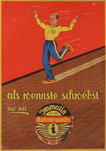 Old German poster. 30er Years. Immalin Bohnerwachs seit