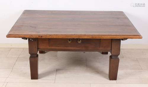 Early German fruit wood table with drawer. Circa 1800.