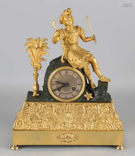 Fire gilt bronze Empire pendulum with female archer and