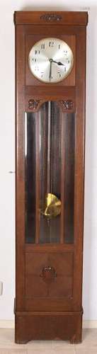 Antique German oak standing clock with percussion on