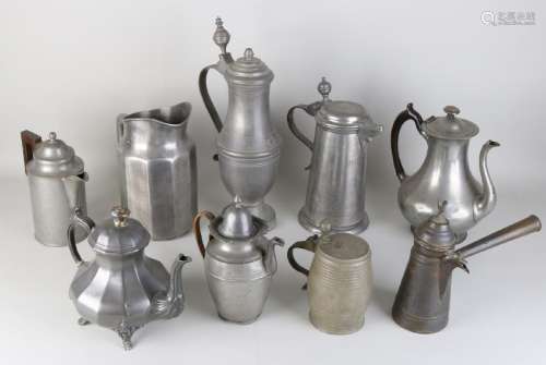 Nine times antique tin. 18th - 19th - 20th Century.
