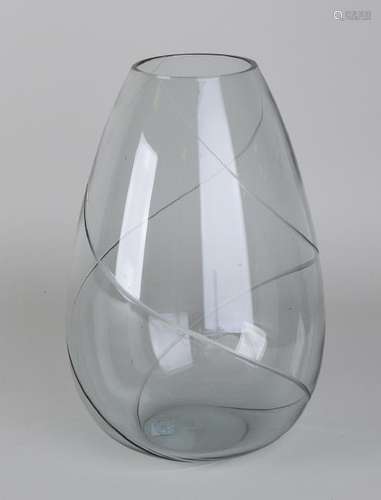 Old Copier Leerdam clear glass vase with engraved