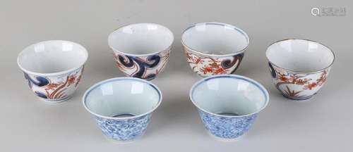 Six times antique Chinese porcelain cups. 18th - 19th