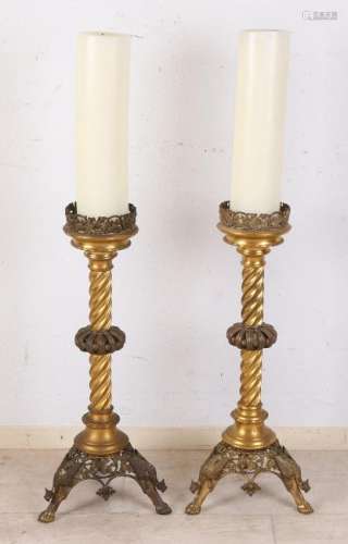 Two large 19th century gilded brass ecclesiastical