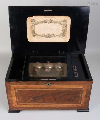 Antique inlaid antique Swiss music box with various
